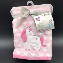 Parent&#39;s Choice Baby Blanket Unicorn Hearts Walmart Pink Single Layer - £37.56 GBP