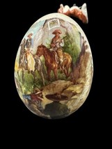 Vintage Forth Worth Stockyards Collectible Egg 3&quot; Horse Cowboys Ceramic - $223.67 MXN