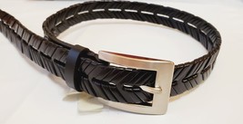 Boy&#39;s Black Weave Bonded Leather Belt Size 28/70 New W/O Tags Silver Buckle - £8.57 GBP