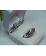 Antique Sterling Diamond 1.00ct  Ring Wedding Set 3pc Sz 6 &amp; 10 9.3 Gr M... - £225.53 GBP