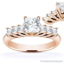 Square Cut Forever Brilliant Moissanite 7-Stone Engagement Ring in 14k Rose Gold - £1,027.00 GBP+