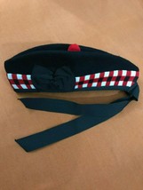 Glengarry Black. Red | White Black Diced Head Black Ribbon 100% wool  - £25.01 GBP