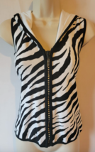 NWT NEW Belldini S black white zebra rhinestone top - £37.84 GBP