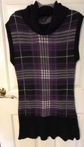 Rue 21  Vintage Plaid Vest Mini Dress Cowl Neck Purple Black White Sz La... - £12.46 GBP
