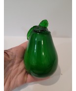 Vintage Murano Style Hand-Blown Art Glass Green Pear Fruit Décor - $19.42 CAD