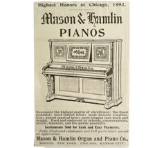 Mason And Hamlin Pianos 1894 Advertisement Victorian Instruments Boston ADBN1tt - £7.89 GBP