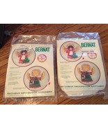 2 NEW Vintage 1977 Bernat Christmas Holiday Cherub Crewel Embroidery Kit... - £31.25 GBP
