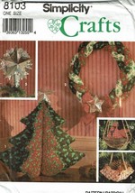 Simplicity Sewing Pattern 8103 Christmas Holiday Crafts Tree Wrath Ornam... - $9.74