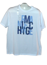 Armani Exchange White Blue Logo Cotton Short Sleeve Men&#39;s T-Shirt Size XL - £36.38 GBP