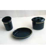 Plastic Navy Blue Bathroom Set Soap Dish /Toothbrush Holder /Cup - $111.62 MXN