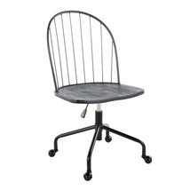 Riley Farmhouse Office Chair, Black Metal &amp; Wood | LumiSource - $137.99