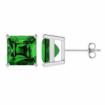 Authenticity Guarantee 
ANGARA Lab-Grown Emerald Stud Earrings in Sterling Si... - £871.38 GBP