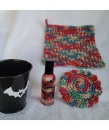 Halloween Dishcloth &amp;  FlowerScrubby Gift Set with Vampire Blood  Room S... - $20.58 CAD