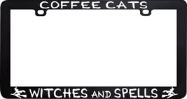 Coffee Cats Witches Spells Broom Witch Wicca Pagan License Plate Frame - £5.51 GBP