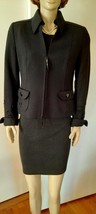 AKRIS PUNTO Black Angora Wool Blazer Jacket sz 8 Artsy Cutouts 1/2 Zip Raw Edge - £51.31 GBP