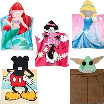 Disney Hooded Poncho Bath Beach Towel Yoda Princess Ariel Mickey Minnie Mouse - £10.62 GBP