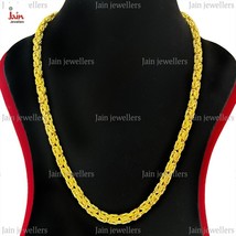 REAL GOLD 18 Kt Yellow Gold Byzantine Men&#39;s Necklace Chain 22 Inches - £4,722.03 GBP