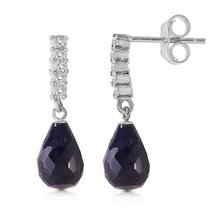 Galaxy Gold GG 6.75 CTW 14k Solid White Gold Earrings Natural Diamond Sapphire - £233.36 GBP