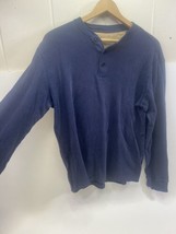 Vintage Eddie Bauer Shirt Mens XL Dark Blue Long Sleeve Thermal Henley - £21.92 GBP