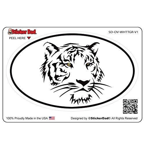 Oval White Tiger V1 Full Color Printed Sticker by StickerDad - size: 5&quot;,... - $3.95