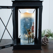 Starry Night Santa Fiber Optic pillar Candle with Timer image 3