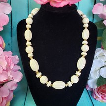 Vintage White Lucite Gild Tone Beaded Necklace NEW Choker Collar - $16.95