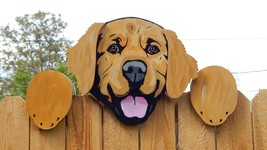 Custom Golden Retriever Dog Peeker Yard Art Garden Dog Park Kennel - £130.75 GBP