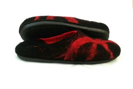 US10.5 Felt slippers for women  * Handmade house shoes * Black and Red - £26.33 GBP