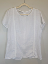 Laura Bianchi Women’s 100% Linen White Shirt Short Sleeve Blouse Top Large - £14.90 GBP