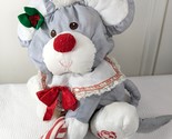 Vintage Puffalumps Christmas Mouse Plush Candy Cane Fisher Price 1987 Gr... - $19.00