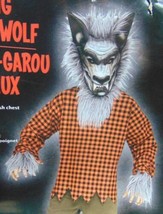 Boys Werewolf Gray Big Bad Wolf Raging 2 Pc Shirt Mask Halloween Costume-sz 8/10 - £19.71 GBP