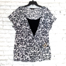 Rachel Rachel Blouse Womens 2X Animal Print Faux Wrap Metallic Sparkly C... - $24.99