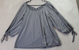 Green Envelope Blouse Top Womens Large Gray Slit Sleeve Round Neck Los Angeles - £10.15 GBP