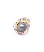 18K Yellow Gold and Platinum Cultured Tahitian Pearl and Diamond Ring Si... - €10.928,89 EUR