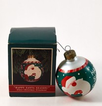 Happy Santa Glass Christmas Ornament Hallmark  With Original Box - £7.91 GBP