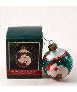 Happy Santa Glass Christmas Ornament Hallmark  With Original Box - £7.89 GBP