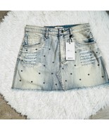F21 Distressed Studded Blue Denim Jean Skirt NWT 27 - €19,36 EUR