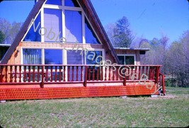 1971 Iconic A Frame Cabin Lake House Sunny Spring Wisconsin Kodachrome Slide - £3.09 GBP