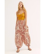 Free People Ivory Red Tribal Printed Harem Boho Chic Pants Elastic Ankle... - $36.52