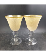 2 Artland Iris Amber Water Wine Goblets Hand-Blown Bubble Glass Clear St... - $25.00