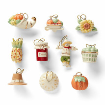 Lenox Autumn Favorites Miniature Tree Ornaments 10 Thanksgiving Pie Pumpkin NEW - £60.13 GBP