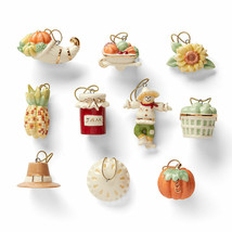 Lenox Autumn Favorites Miniature Tree Ornaments 10 Thanksgiving Pie Pumpkin NEW - £58.98 GBP