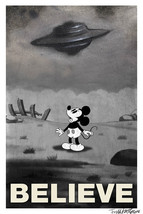 I Want to Believe UFO Flying Saucer Mickey Mouse X-Files Poster/Print - £14.99 GBP
