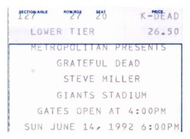 Grateful Dead Konzert Ticket Stumpf Juni 14 1992 Giants Stadium Neu Jerseystoff - £39.46 GBP