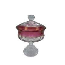 Vtg Indiana Glass Kings Crown Thumbprint Ruby Pedestal Compote Candy Dis... - £20.48 GBP