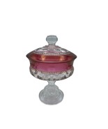 Vtg Indiana Glass Kings Crown Thumbprint Ruby Pedestal Compote Candy Dis... - £20.46 GBP