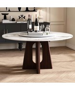 Modern Marble Dining Table: Walnut &amp; Sintered Stone - $2,062.48 CAD