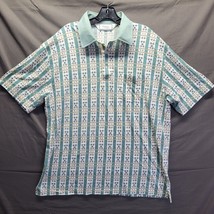 Classics By Palmland Shirt Mens XL Pocket Polo Tan Beige Striped Geometric Golf - £19.31 GBP