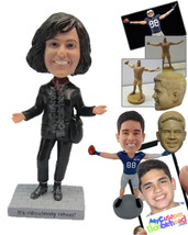 Personalized Bobblehead Beautiful Female Wearing A Jacket And Front-Flap... - £71.14 GBP