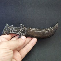 Antique Black Stone Jade Stone hand carved Mystic Creature Knife - $82.45